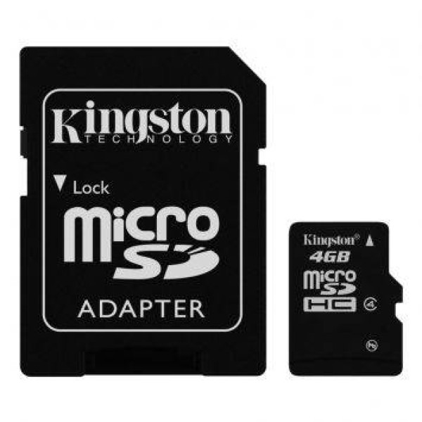 Карта пам'яті Kingston microSDHC 4GB Class 4+ SD адаптер